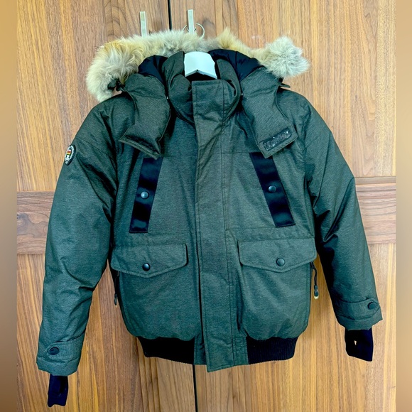 Triple Goose Norden Boy's 12/14 Olive winter down bomber